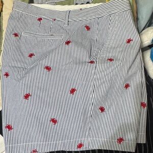 Talbots Blue & White stripe with Red Embroidery crabs walking shorts 6” inseam